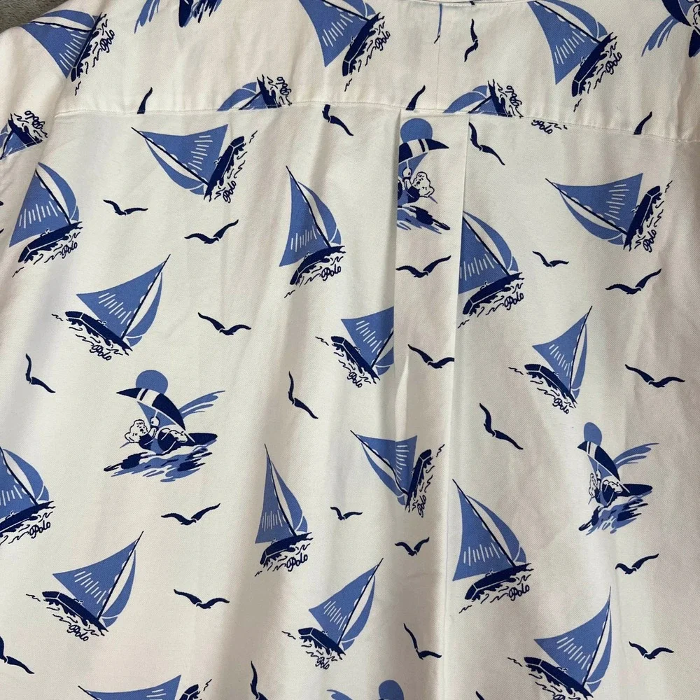 Polo Ralph Lauren Oxford Shirt Mens 2XB Cotton Sailboat Nautical Bear Preppy